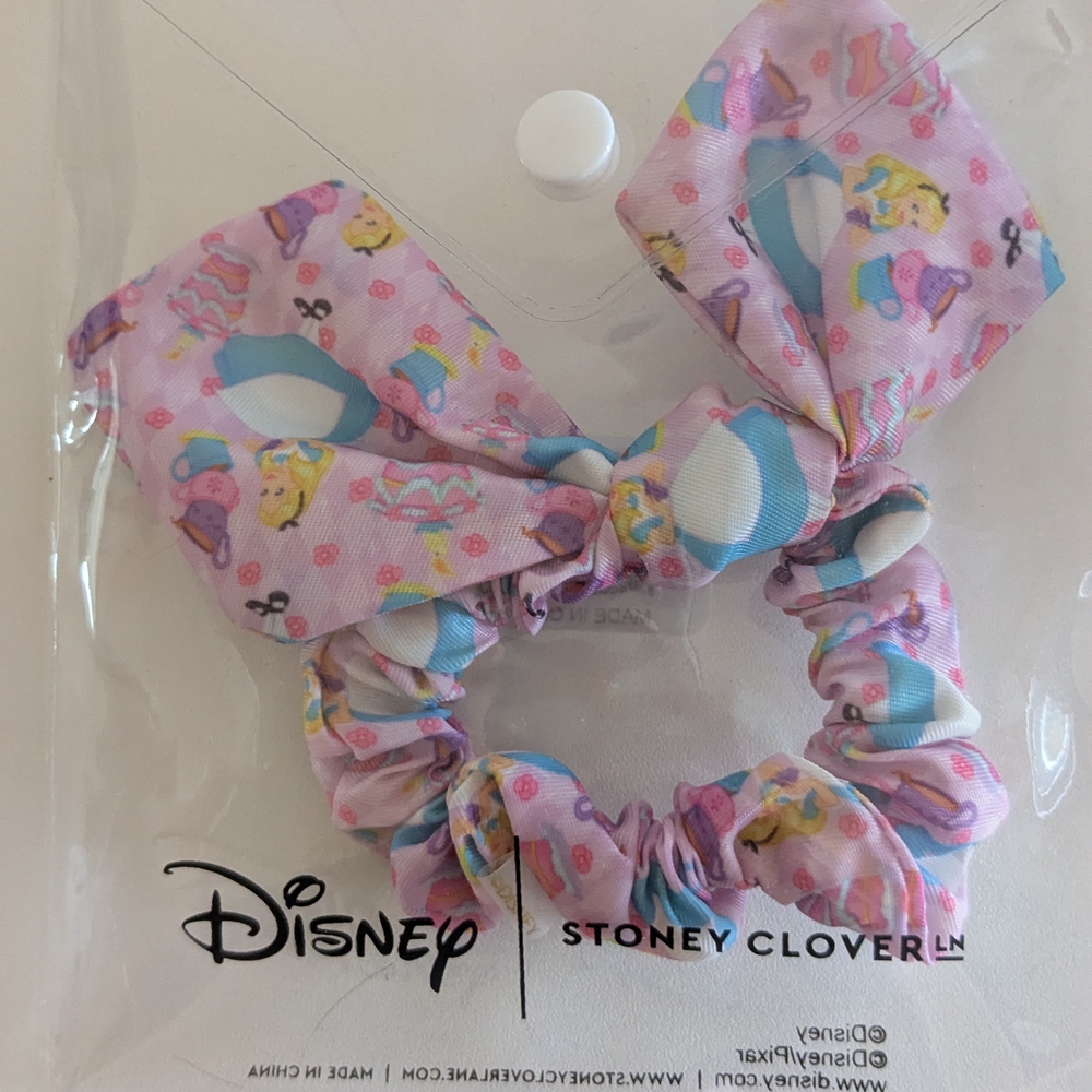 Disney Stoney Clover Alice in Wonderland Pink Bow Scrunchie